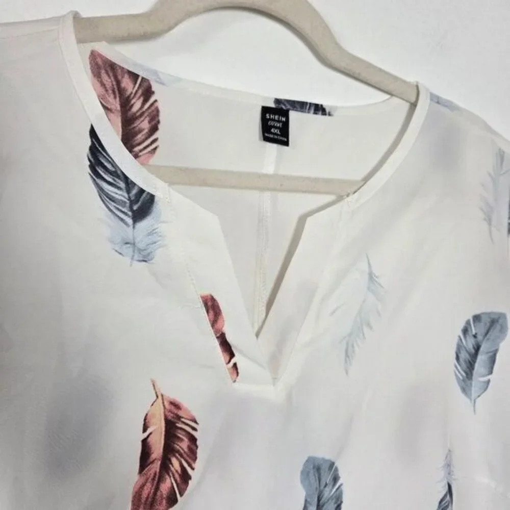 Plus Size 4X Feather Camisole Blouse Top White Boho Summer Festival Gypsy Hippie - Picture 3 of 5